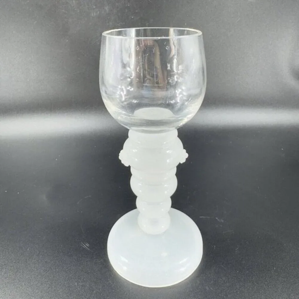 Antique Bohemian Single Glass Cup Opalescent White Bottom‎ Drinking Cup Czech